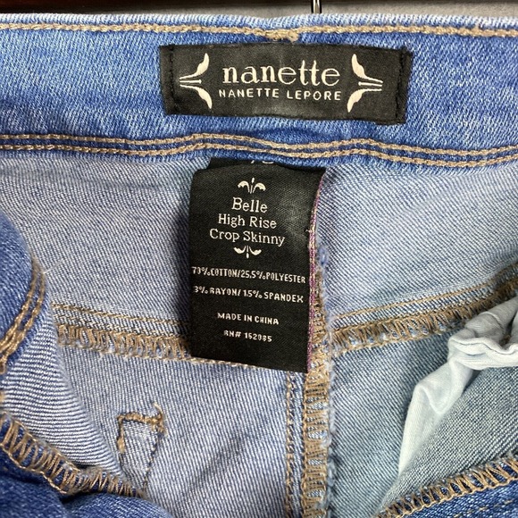 Nanette Lepore Belle High Rise‎ Crop Skinny Jeans Womens 10 Blue Denim Stretch - Picture 4 of 10